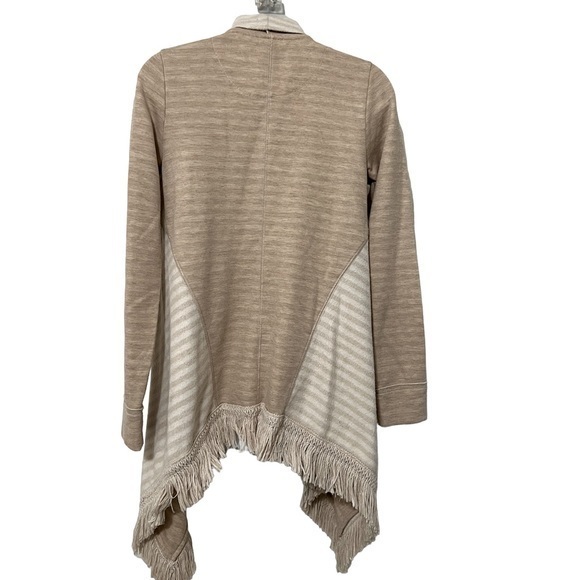 Saturday Sunday Taupe & Cream Cardigan with Fringe Size XS - Picture 2 of 8